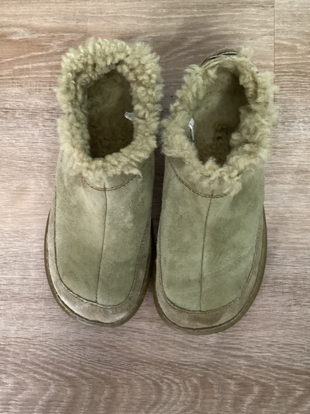 Born Suede Shearling Clog Mules - Beige